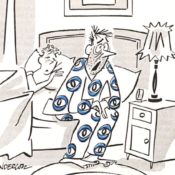 Anxious man gets up in the middle of the night.