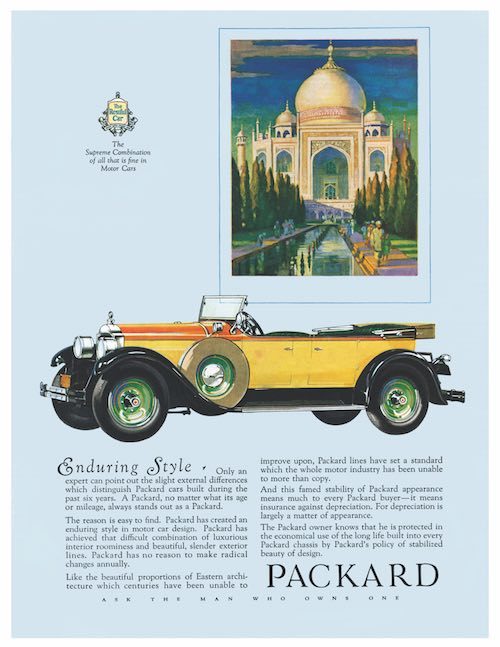 A Packard car ad from the late 1920s