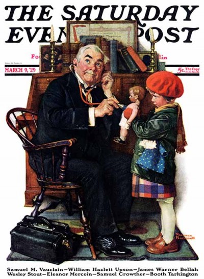 "The Doctor and the Doll" by Norman Rockwell March 9, 1929