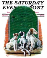 Dogs waiting at school door