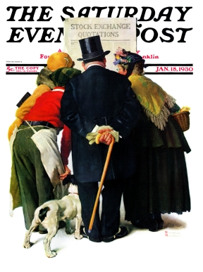 People gather tor read posting of stock exchange