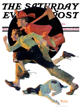 Fireman, boy and dog race to fire