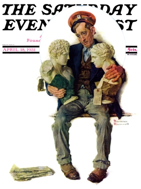 Shipping agent with two plaster busts