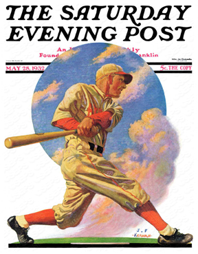 A baseball player swinging a bat.