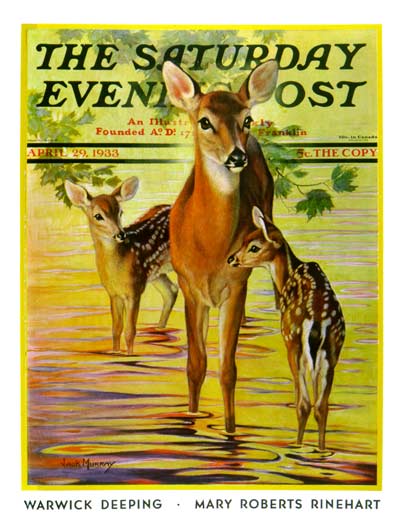 Doe and Fawns by Jack Murray from April 29, 1933