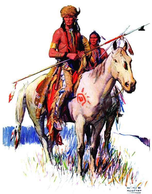 Plains Indians riding horses
