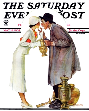 Woman arguing with antique dealer