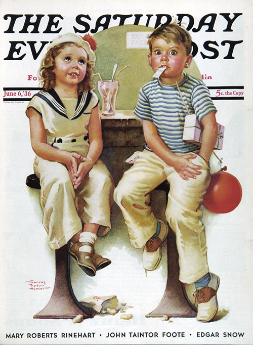 Girl and Boy at Soda Fountain by Frances Tipton Hunter June 6,1936