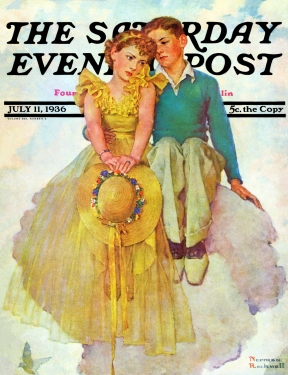 Young Lovers seated in the clouds