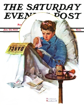 Girl in bed with cold reads dance program