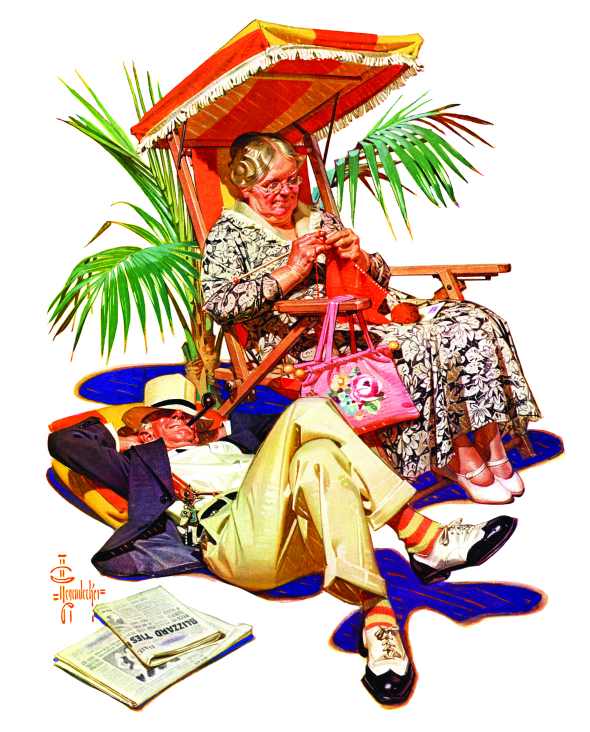 Retired Couple at Beach by J.C. Leyendecker