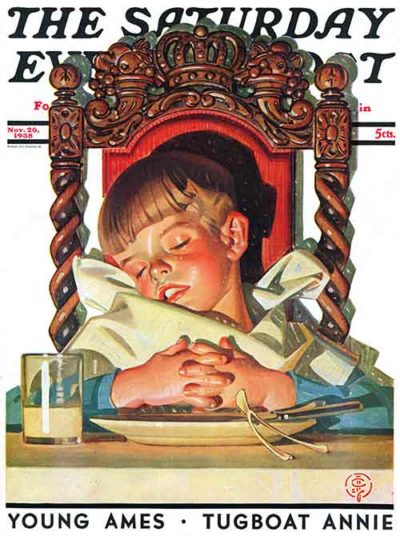 After Turkey Nap by J.C. Leyendecker From November 26, 1938