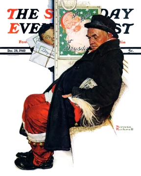 Boy spies on exhausted department store Santa