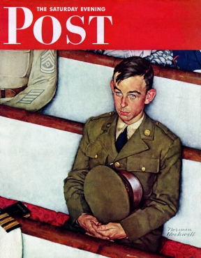 Soldier (Willie) sits in church pew