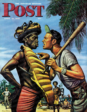 South Pacific islander argues with GI over baseball call