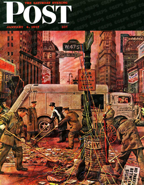 Times Square street cleaners, New Year's Day