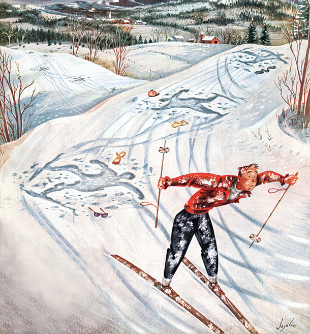 Snow Skier After the Falls by Constantin Alajalov