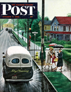 Dry cleaning truck splashes pedestrians