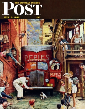 Little dog under moving van blocking alley