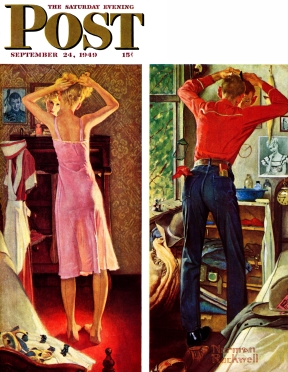 Split picture of couple getting ready for date