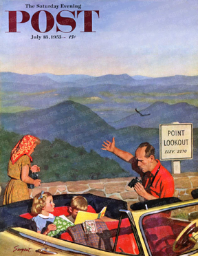 Children reading in auto at Point Lookout