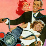 Woman, man and child riding on a motorcycle