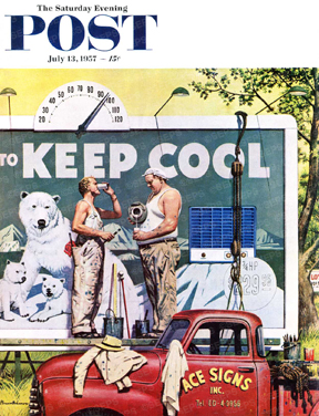Billboard painters keeping cool in summer heat