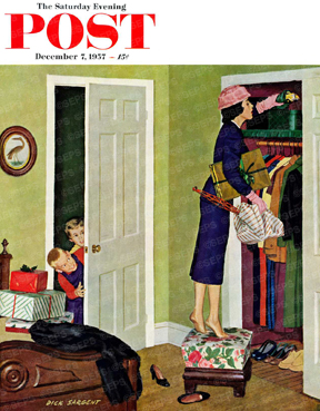 Children watching mom hide presents