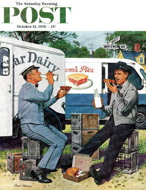 Milkman and pieman on break together share treats