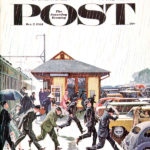"Commuters in the Rain," October 7, 1961 Post cover by John Falter