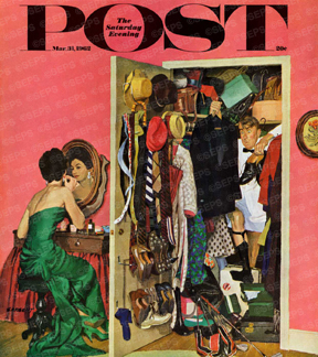 Man digs tux out of closet for party, wife is dressed