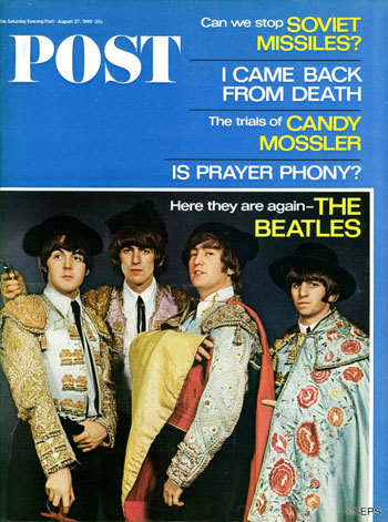 The Beatles dressed in Spanish uniforms; Post cover