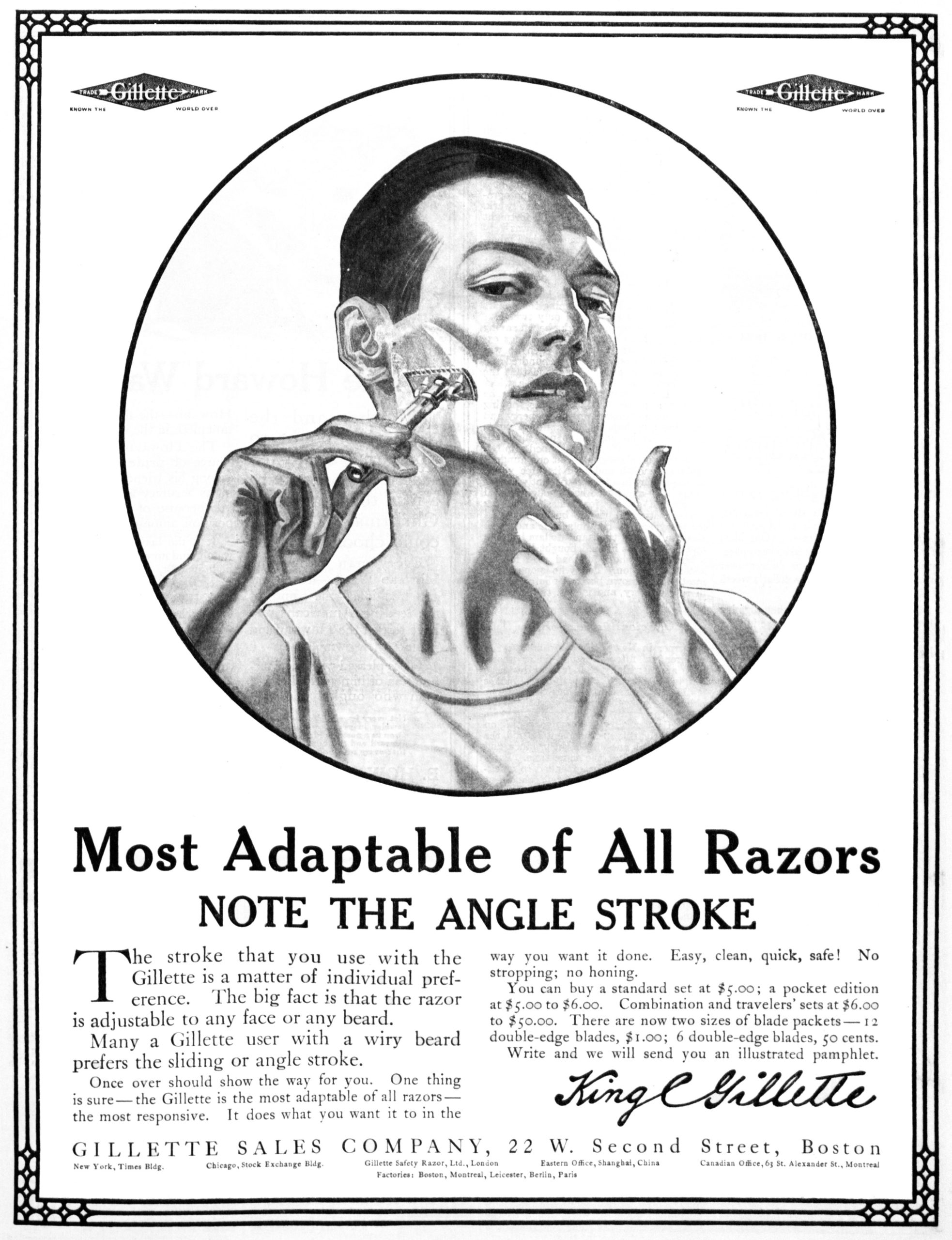 GILLETTE Safety Razor Shaving Advert 1919 'Interview The Naval Officer' Print 