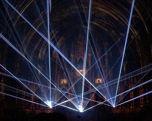 Laser show at a cathedreal