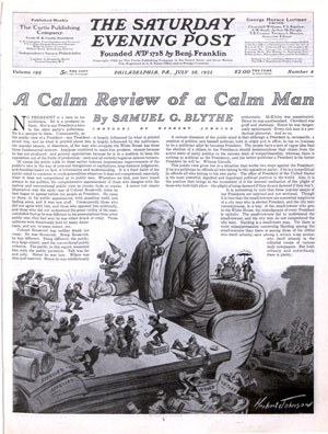Read the entire article "A Calm Review of a Calm Man" by Samuel G. Blythe from the pages of the July 28, 1923 issue of the Post.
