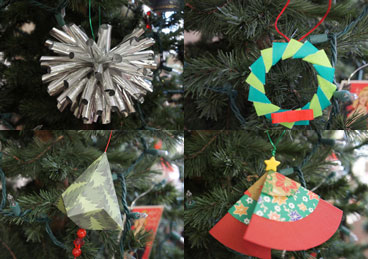 four Christmas ornaments