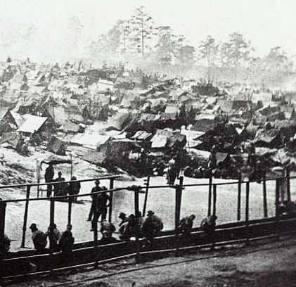 Andersonville Prison, Ga., August 17, 1864. South view of stockade.