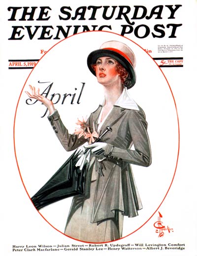 April Showers by J.C. Leyendecker from April 5, 1919 