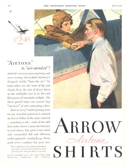 Arrow Shirts Advertisement from April 6, 1929