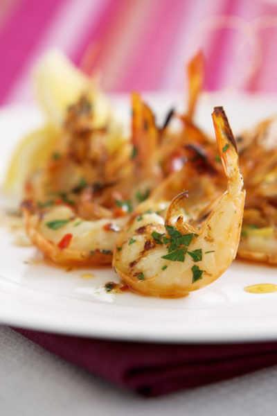 Close-up of baked shrimp