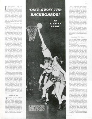 Read the entire article "Take Away the Backboards?" by Stanley Frank from the pages of the January 6, 1940 issue of the Post.