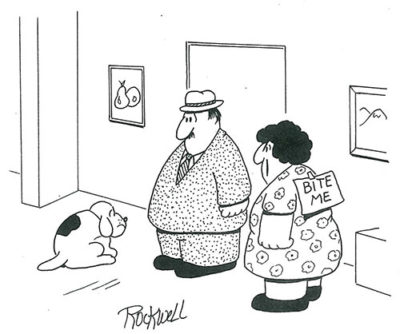 "Don't pet him! He's been naughty all day!" from November/December 1993