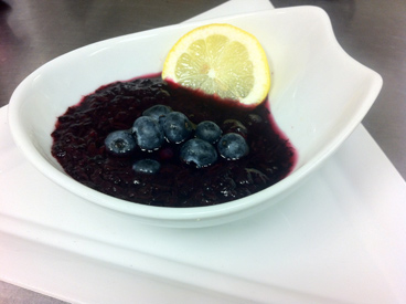 Chef Jenkin's chilled blueberry soup.