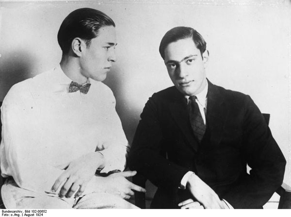 Richard Loeb (left) and Nathan Leopold (right) in 1924.