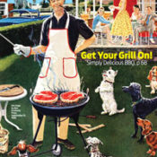 July/August 2014 cover. Reprint "Hot Dogs" by Ben Kimberly Prins. September 13, 1958. © SEPS