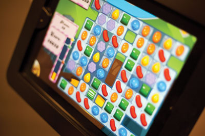 close-up of a game being played on a tablet