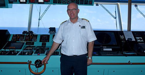 Captain Henk Draper in a boat's control room.