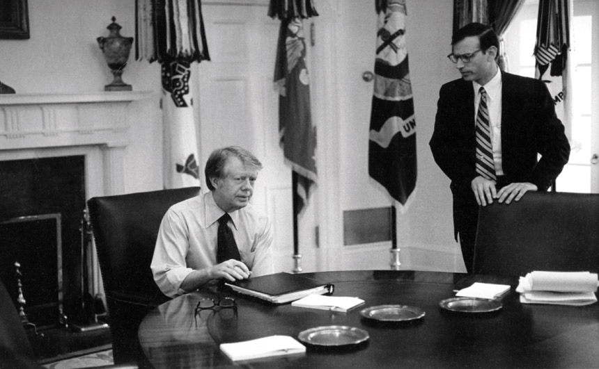 U.S. President Jimmy Carter and his Chief Domestic Policy Advisor, Stuart Eizenstat.