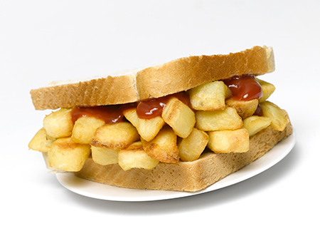 Chip butty on a plate