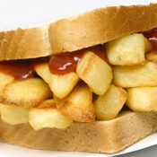 Chip butty on a plate
